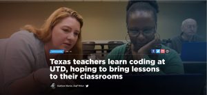Screenshot of the Dallas Morning News story's photo of teachers participating at a coding camp.